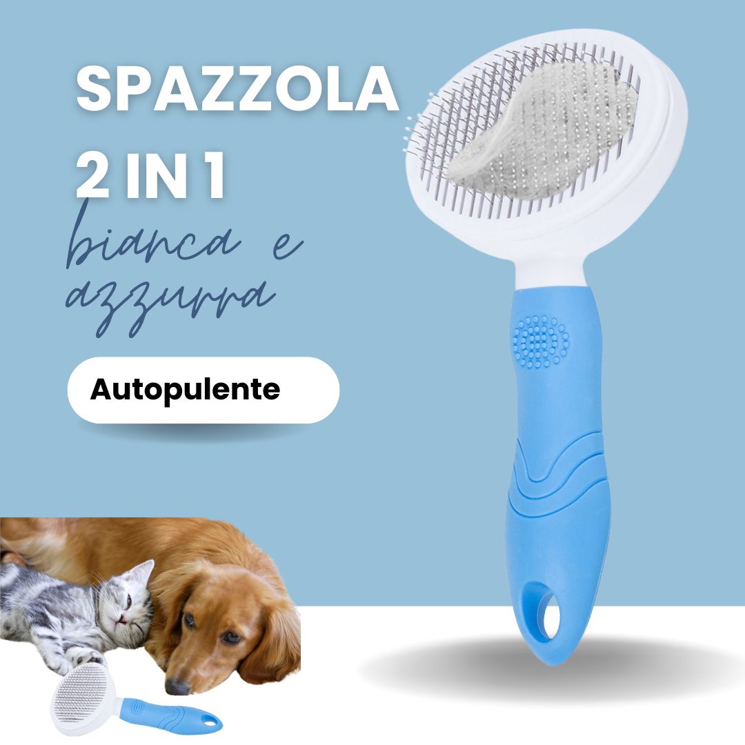 SVL Spazzola Premium Autopulente per Cani e Gatti: Toelettatura Delicata, Rimuove Peli Morti Senza Graffiare, Con Pallini in Silicone Morbido per Massaggio e Pulizia Profonda