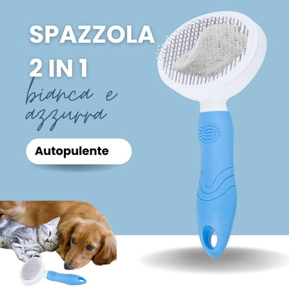 SVL Spazzola Premium Autopulente per Cani e Gatti: Toelettatura Delicata, Rimuove Peli Morti Senza Graffiare, Con Pallini in Silicone Morbido per Massaggio e Pulizia Profonda