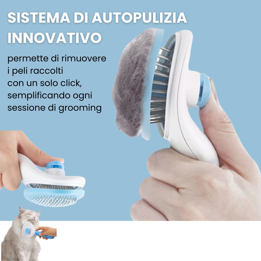 SVL Spazzola Premium Autopulente per Cani e Gatti: Toelettatura Delicata, Rimuove Peli Morti Senza Graffiare, Con Pallini in Silicone Morbido per Massaggio e Pulizia Profonda