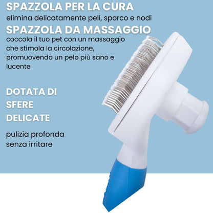 SVL Spazzola Premium Autopulente per Cani e Gatti: Toelettatura Delicata, Rimuove Peli Morti Senza Graffiare, Con Pallini in Silicone Morbido per Massaggio e Pulizia Profonda