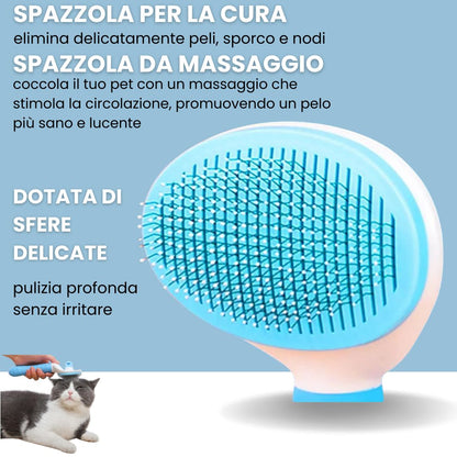 SVL Spazzola Premium Autopulente per Cani e Gatti: Toelettatura Delicata, Rimuove Peli Morti Senza Graffiare, Con Pallini in Silicone Morbido per Massaggio e Pulizia Profonda