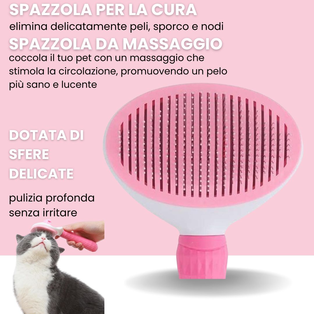 SVL Spazzola Premium Autopulente per Cani e Gatti: Toelettatura Delicata, Rimuove Peli Morti Senza Graffiare, Con Pallini in Silicone Morbido per Massaggio e Pulizia Profonda