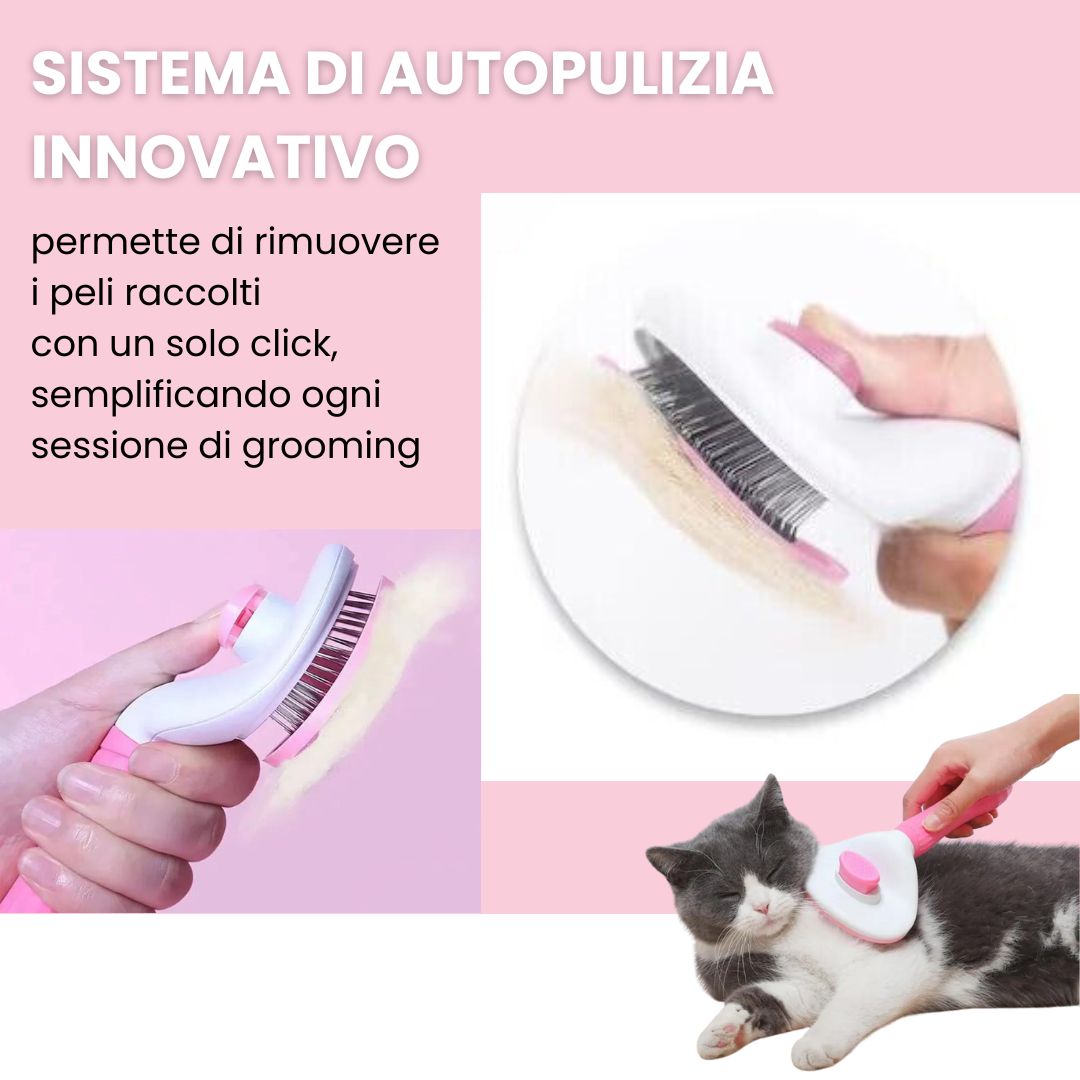 SVL Spazzola Premium Autopulente per Cani e Gatti: Toelettatura Delicata, Rimuove Peli Morti Senza Graffiare, Con Pallini in Silicone Morbido per Massaggio e Pulizia Profonda