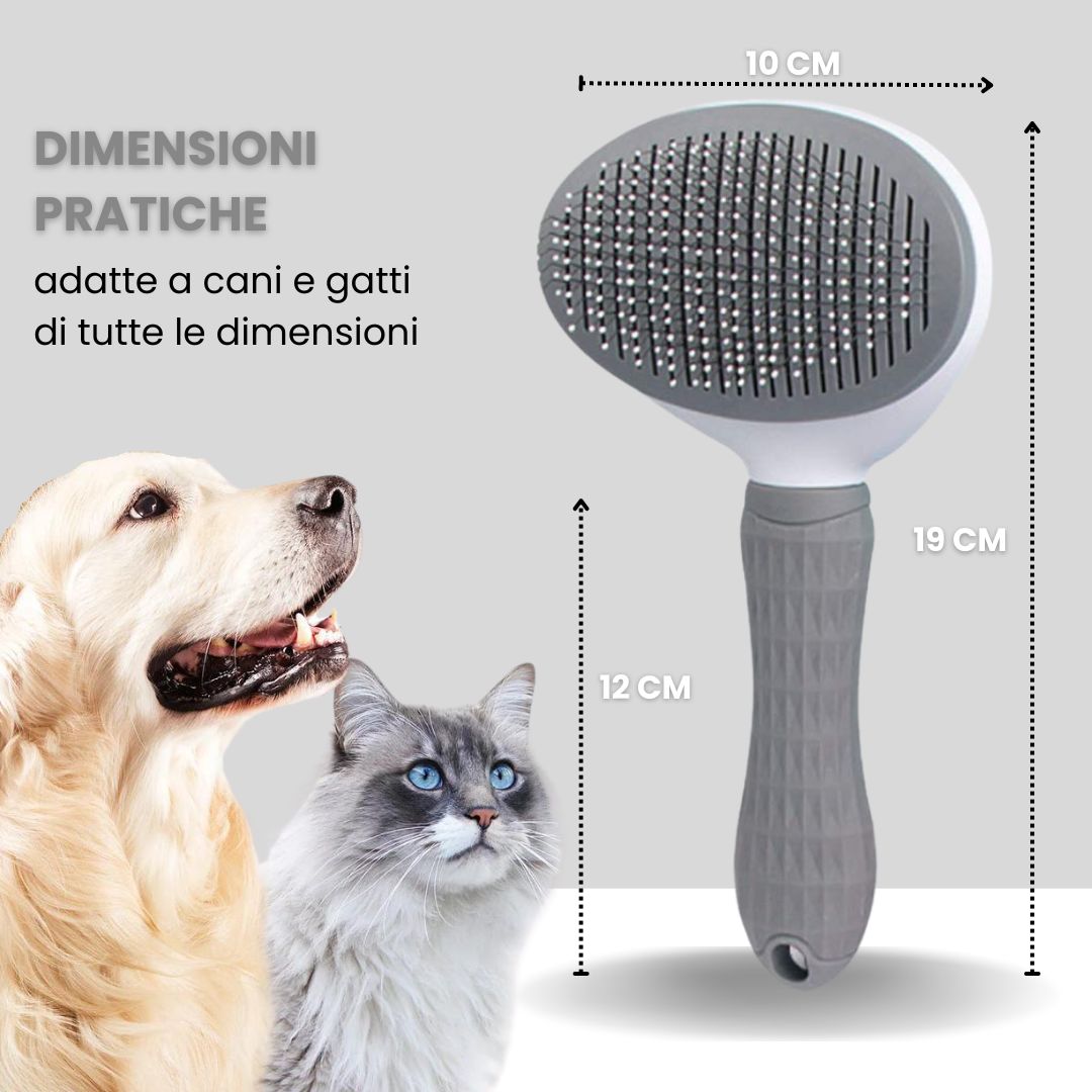 SVL Spazzola Premium Autopulente per Cani e Gatti: Toelettatura Delicata, Rimuove Peli Morti Senza Graffiare, Con Pallini in Silicone Morbido per Massaggio e Pulizia Profonda