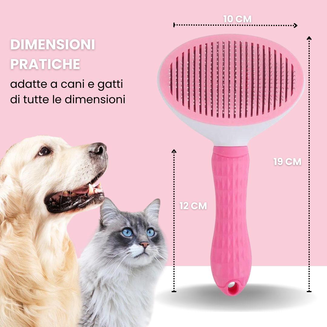 SVL Spazzola Premium Autopulente per Cani e Gatti: Toelettatura Delicata, Rimuove Peli Morti Senza Graffiare, Con Pallini in Silicone Morbido per Massaggio e Pulizia Profonda