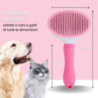 SVL Spazzola Premium Autopulente per Cani e Gatti: Toelettatura Delicata, Rimuove Peli Morti Senza Graffiare, Con Pallini in Silicone Morbido per Massaggio e Pulizia Profonda